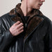Cai Black Leather Shearling Coat