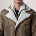 Cai Distressed Brown Leather Shearling Coat