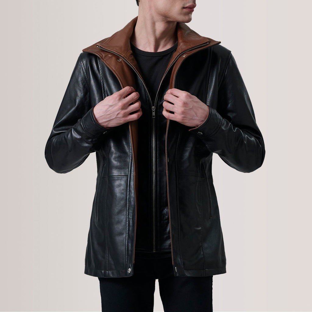 Connor Black Leather Coat