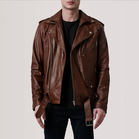 Kole Waxed Brown Leather Double Rider Jacket
