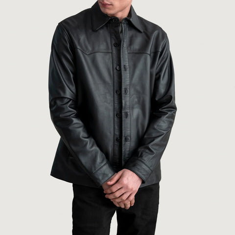 Bronco Black Leather Shirt