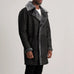 Charles Distressed Black Leather Shearling Double-Breasted Coat