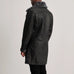 Charles Distressed Black Leather Shearling Double-Breasted Coat