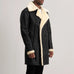 Charles Tumbled Black Leather Shearling Double-Breasted Coat