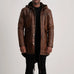 Delvin Distressed Brown Leather Parka