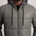 Floyd Grey Hooded Leather Puffer Coat