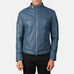 Gatsby Blue Leather Biker Jacket