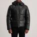 Gordon Black Hooded Leather Puffer Jacket