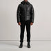 Gordon Black Hooded Leather Puffer Jacket