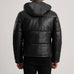 Gordon Black Hooded Leather Puffer Jacket