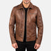 [FS] Lavendard Brown Leather Biker Jacket