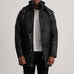Nolan Distressed Black Leather Duffle Coat