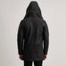Nolan Distressed Black Leather Duffle Coat
