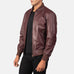 Shane Maroon Leather Bomber Jacket SH84