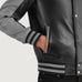 Terrance Black & Grey Leather Varsity Jacket SH68