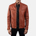 Ionic Tan Brown Leather Biker Jacket