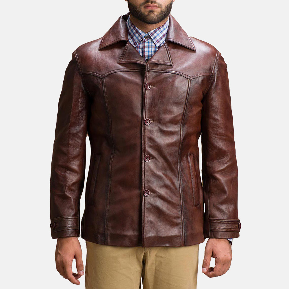 Vincent Alley Brown Leather Jacket SH44