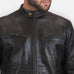 Rustic Black Leather Biker Jacket SH100