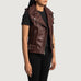 Rhonda Maroon Leather Biker Vest SH562