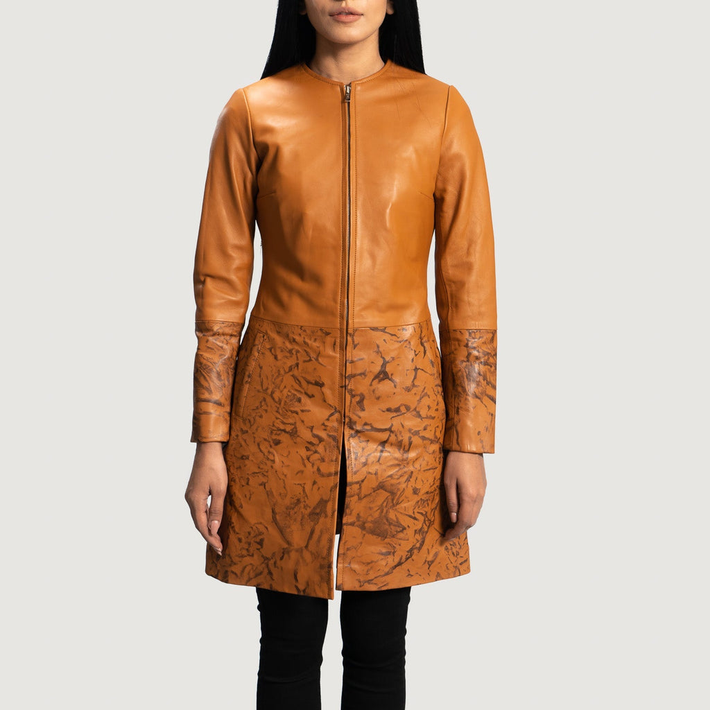 Sandy Tan Dye Leather Coat SH548
