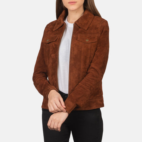 Suzy Brown Suede Trucker Jacket SH528