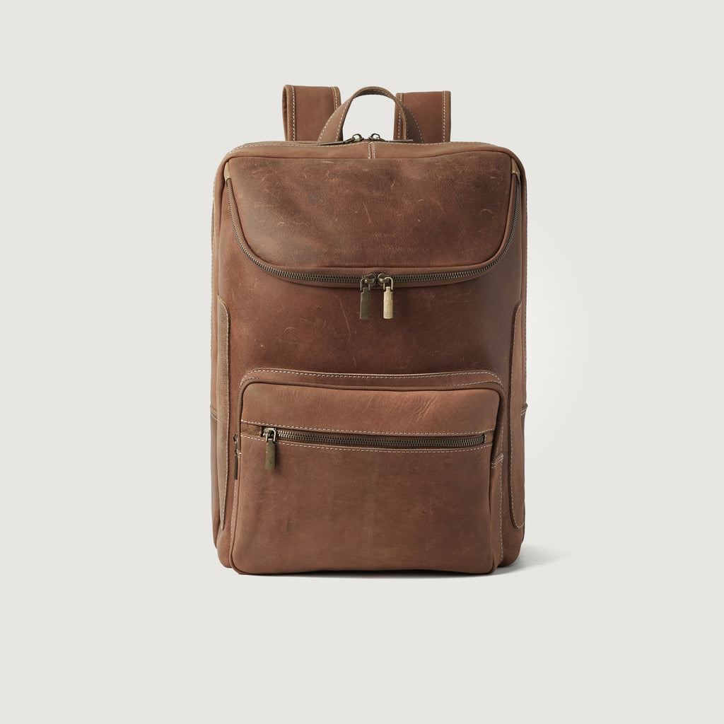 The Bedford Vintage Distressed Brown Leather Backpack
