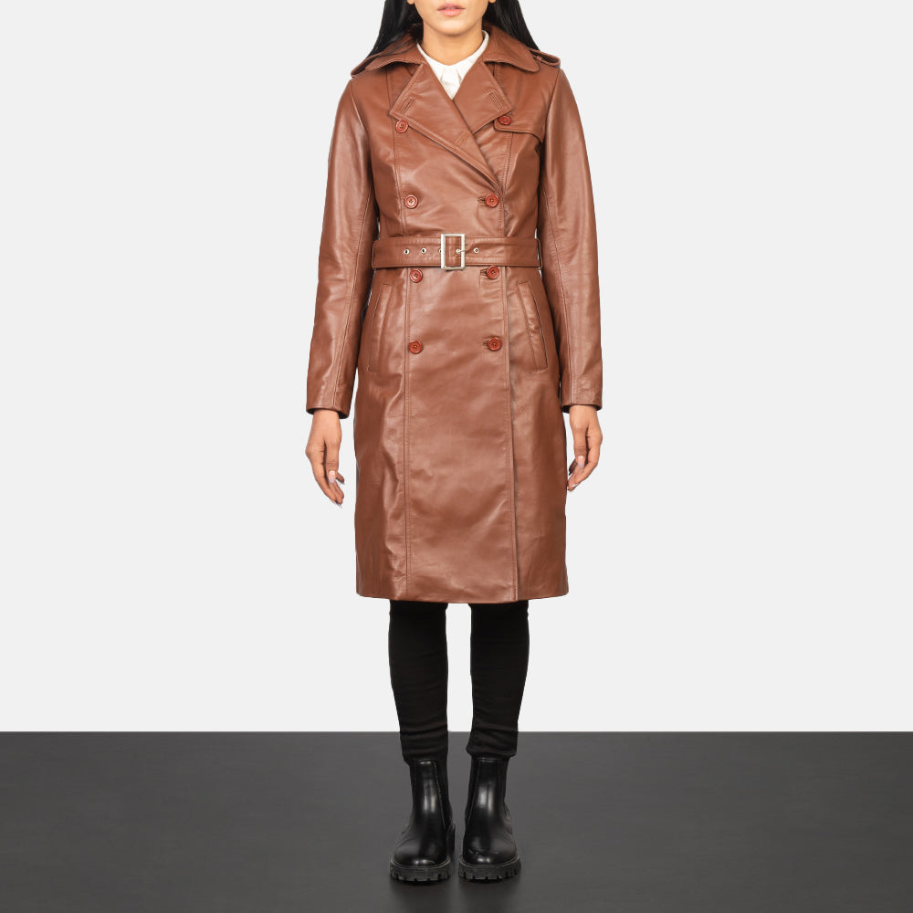 Alice Brown Double Breasted Leather Coat SH645