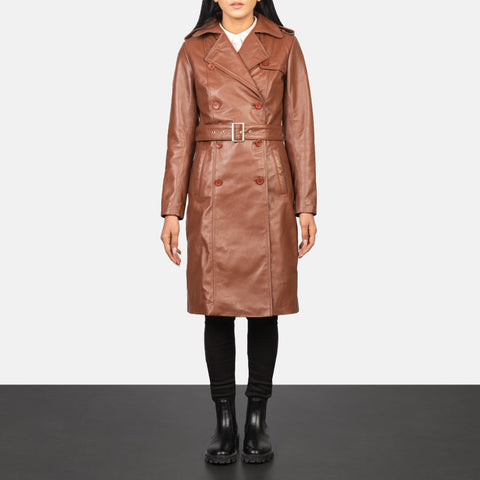 Alice Brown Double Breasted Leather Coat SH645