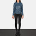 Bliss Blue Leather Bomber Jacket SH631