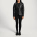 Cora Quilted Black Leather Blazer SH619
