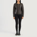 Elixir Brown Collarless Leather Jacket SH612