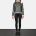 Fiona Green Hooded Shearling Leather Jacket SH605