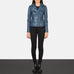 Flashback Blue Leather Biker Jacket SH601