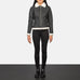 Sherilyn B-3 Black & White Leather Bomber Jacket SH537
