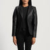 Cora Quilted Black Leather Blazer SH619