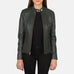 Kelsee Green Leather Biker Jacket SH592