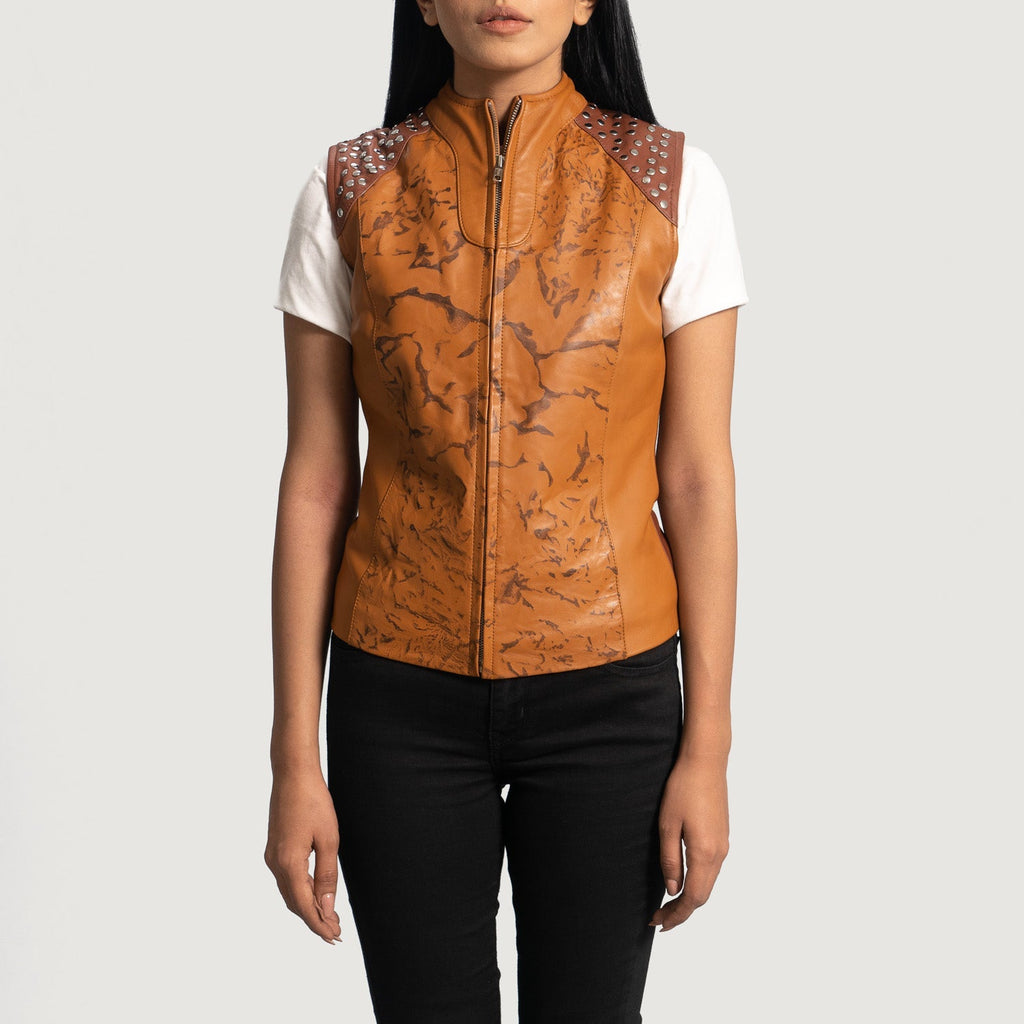 Westina Tan Dye Leather Vest SH511