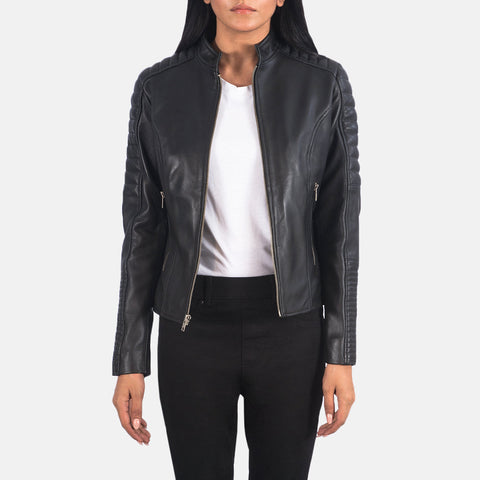 Adalyn Quilted Black Women's Leather Biker Jacket SH653