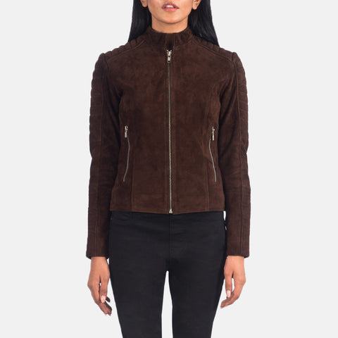 Adalyn Quilted Mocha Suede Biker Jacket SH650
