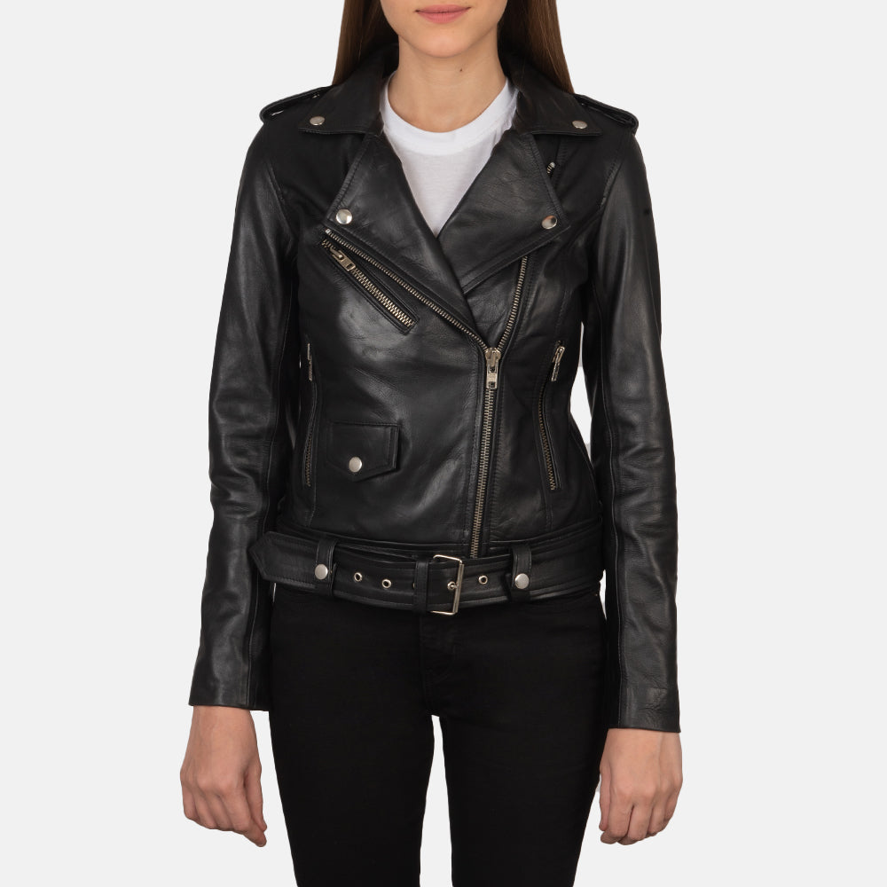Alison Black Leather Biker Jacket SH642