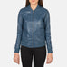 Bliss Blue Leather Bomber Jacket SH631