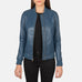 Bliss Blue Leather Bomber Jacket SH631