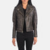 Carolyn Quilted Distressed Brown Biker Jacket SH626