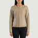 Elixir Beige Collarless Leather Jacket SH614