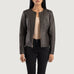 Elixir Brown Collarless Leather Jacket SH612