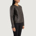 Elixir Brown Collarless Leather Jacket SH612