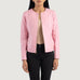 Elixir Pink Collarless Leather Jacket SH610