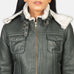 Fiona Green Hooded Shearling Leather Jacket SH605