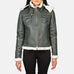 Fiona Green Hooded Shearling Leather Jacket SH605