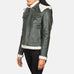 Fiona Green Hooded Shearling Leather Jacket SH605